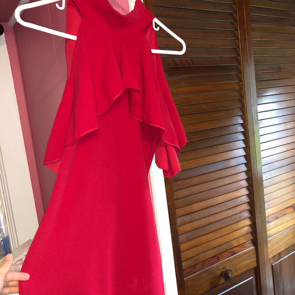 Bright red midi dress